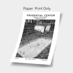 Prudential Center poster print, New Jersey Devils hockey stadium wall art, NHL decor