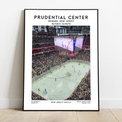 Prudential Centre poster, New Jersey Devils hockey stadium wall art print, NHL decor