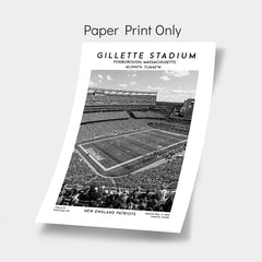 Iconic Gillette Stadium: New England Patriots' Ground Black & White Poster Print