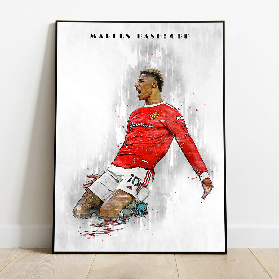 Marcus Rashford poster, Manchester United football player wall art print, Premier League decor