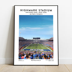 Buffalo Bills Highmark Stadium print, iconic NFL football stadium wall decor