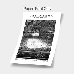 UBS Arena stadium print, New York Islanders hockey wall art, Black & White poster