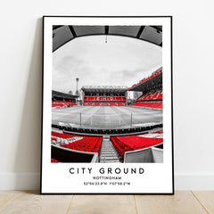 City Ground artwork, Nottingham stadium poster print