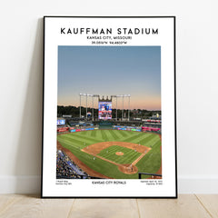 Kauffman Stadium print, Kansas City Royals baseball stadium wall art poster, MLB decor