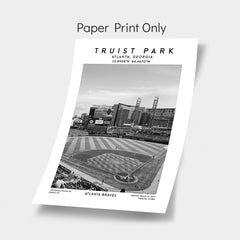 Truist Park artwork, home of the Atlanta Braves, MLB stadium poster, Black & White prints