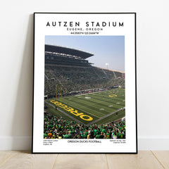 Autzen Stadium artwork, home of the Oregon Ducks, NCAA football stadium poster