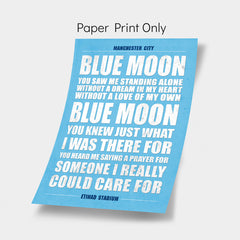 Manchester City Song Lyrics Poster Print