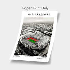 Old Trafford Manchester United stadium poster, iconic football wall art print.