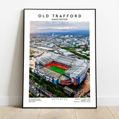 Old Trafford stadium poster, ideal football artwork for Man Utd fans