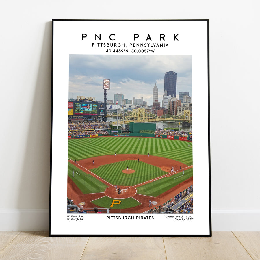 Pittsburgh Pirates PNC Park print, iconic MLB baseball stadium wall decor