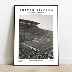 Autzen Stadium football print, Oregon Ducks wall art, NCAA stadium poster