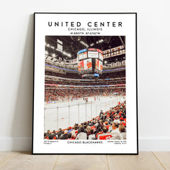 United Centre poster, Chicago Blackhawks hockey stadium wall art print, NHL decor