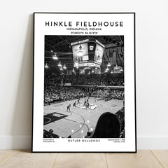 Hinkle Fieldhouse Butler Bulldogs basketball poster print, Black & White decor