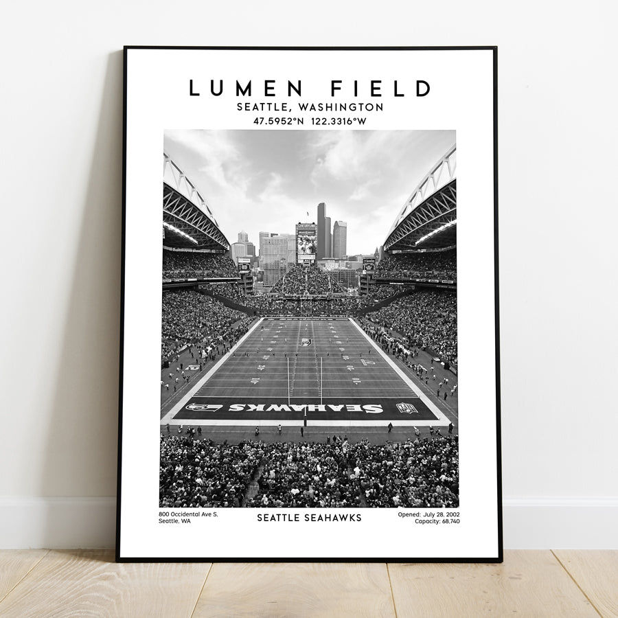 Lumen Field print, Seattle Seahawks football stadium wall art, NFL poster