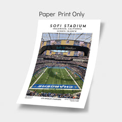 SoFi Stadium poster print, Los Angeles Chargers football stadium wall art, NFL decor, birthday gift