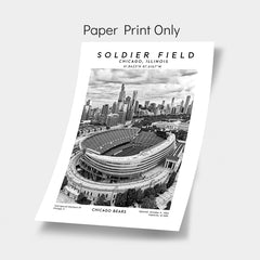 Soldier Field poster, Chicago Bears football stadium print, NFL wall art