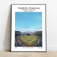 New York Yankees Yankee Stadium print, iconic MLB baseball stadium wall decor.