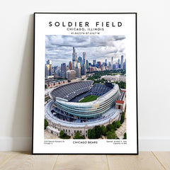 Soldier Field poster, Chicago Bears football stadium wall art, NFL print, birthday gift