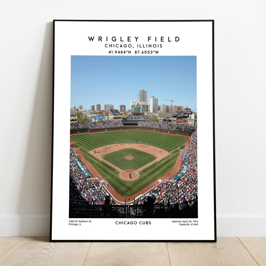 Wrigley Field poster, Chicago Cubs baseball stadium wall art print, MLB decor