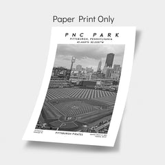 PNC Park artwork, home of the Pittsburgh Pirates, MLB stadium poster, Black& White prints