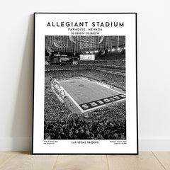 Las Vegas Raiders Allegiant Stadium Poster Print - Black & White Football Stadium Wall Art