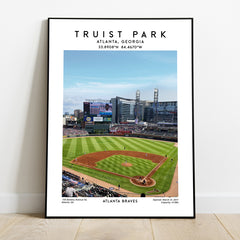 Atlanta Braves Truist Park print, iconic MLB baseball stadium wall decor