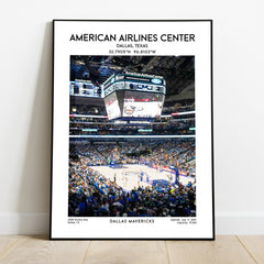 American Airlines Centre art print, Dallas Mavericks basketball stadium poster, NBA decor