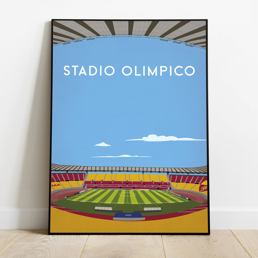 Stadio Olimpico print, AS Roma football stadium wall art poster, Serie A decor