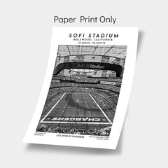 SoFi Stadium poster print, Los Angeles Chargers football stadium, NFL wall art