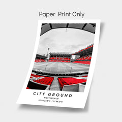 City Ground football print, Nottingham stadium wall decor, poster print for football fans