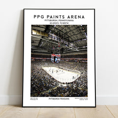 PPG Paints Arena hockey poster, Pittsburgh Penguins wall art, NHL stadium decor