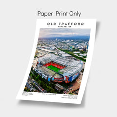 Manchester Utd Old Trafford stadium print, unique football wall art piece