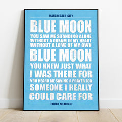 Manchester City Anthem Lyrics Poster Print