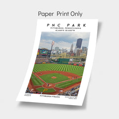 PNC Park artwork, home of the Pittsburgh Pirates, MLB stadium poster