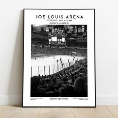 Joe Louis Arena poster, Detroit Red Wings hockey stadium, NHL wall art print