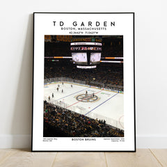 TD Garden hockey poster print, Boston Bruins wall art, NHL stadium decor, Black & White prints