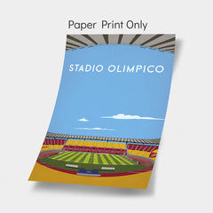 Stadio Olimpico poster, AS Roma football stadium  print, Serie A wall art