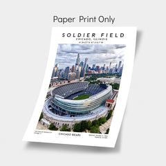 Soldier Field poster, Chicago Bears football stadium wall art, NFL, Black & White print