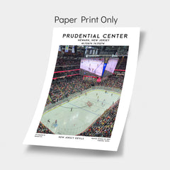 Prudential Center print, New Jersey Devils hockey stadium wall art poster, NHL decor