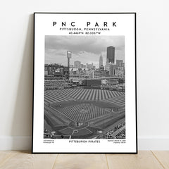 PNC Park poster, home of the Pittsburgh Pirates, MLB stadium poster, Black& White prints