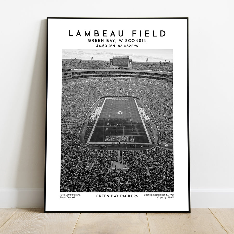 Lambeau Field Prints - Green Bay Packers Black & White Poster