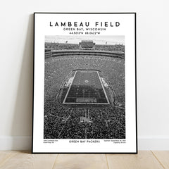 Lambeau Field Prints - Green Bay Packers Black & White Poster