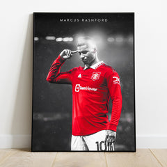 Marcus Rashford print, Manchester United star, Premier League football wall art for fan