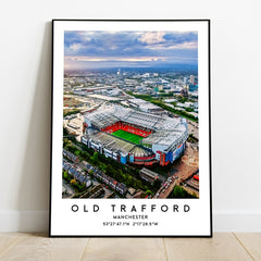 Old Trafford stadium football wall art print, Manchester United stadium poster