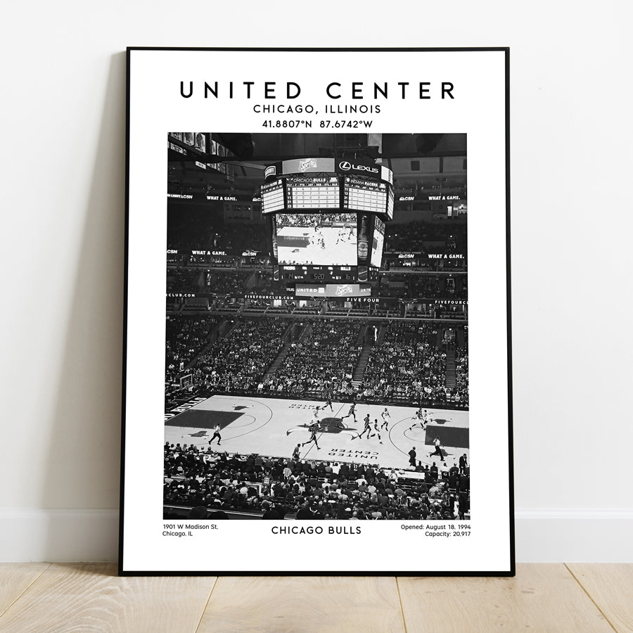 United Centre poster, Chicago Bulls basketball stadium wall art print, NBA decor