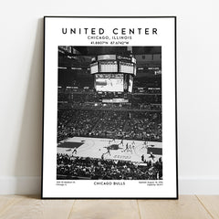 United Centre poster, Chicago Bulls basketball stadium wall art print, NBA decor