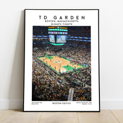  TD Garden artwork, home of the Boston Celtics, NBA basketball stadium poster