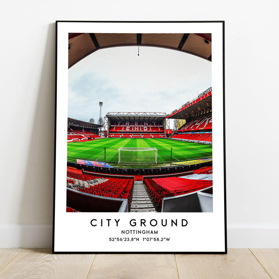 City Ground print, Nottingham stadium poster, football stadium wall art, sports decor