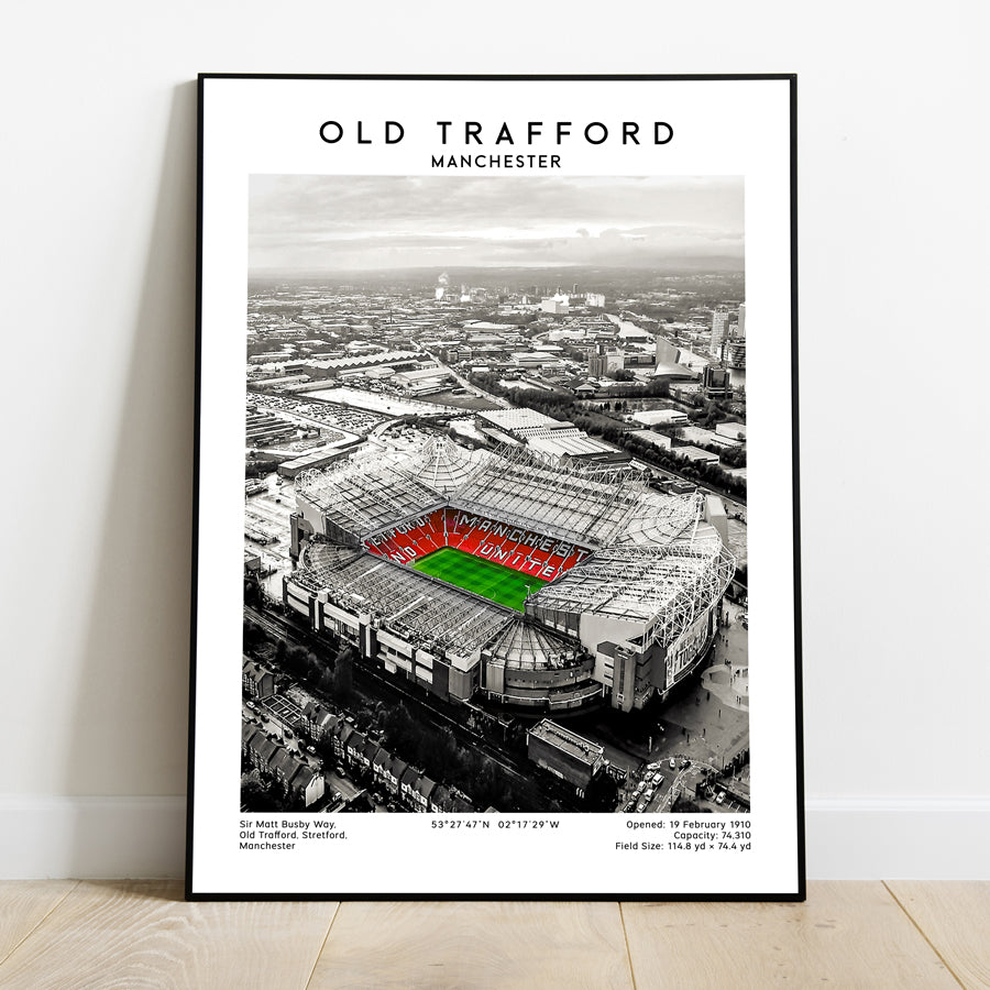 Old Trafford Man City Stadium Poster - Football Wall Art Print