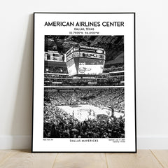 American Airlines Centre print, Dallas Mavericks basketball stadium wall art, Black & White poster, birthday gift